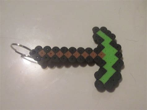 Minecraft Themed Emerald Pickaxe Keychain