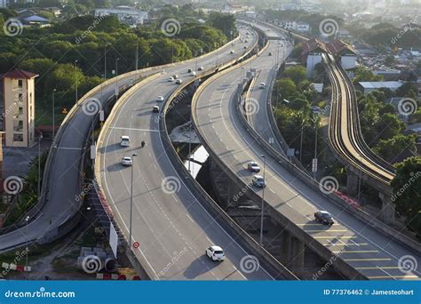 Aerial View Of Multiple Lane Highway And Traffic Editorial Photography