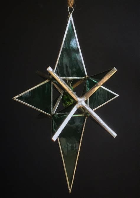 Large Stained Glass Moravian Star With Centre Crystal Hand Etsy