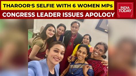 Shashi Tharoors Selfie With Six Women Mps With Attractive Place