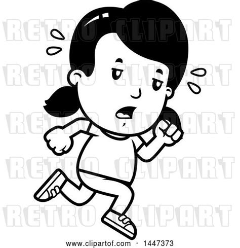 Vector Clip Art Of Retro Cartoon Tired Girl Running By Cory Thoman 46667
