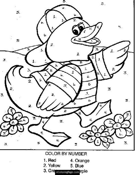 Color By Numbers Duck Wearing A Hat Coloring Page For Kids Printable