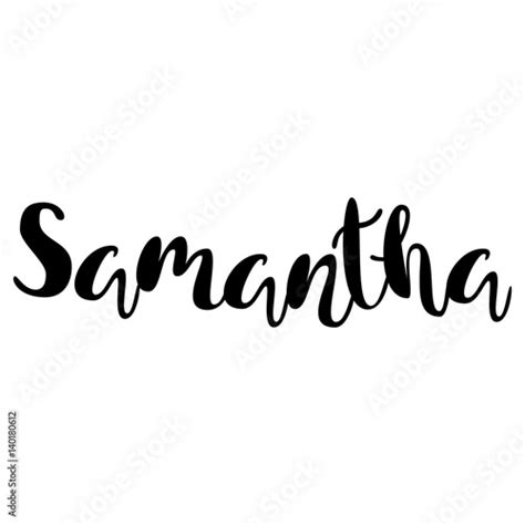 Female Name Samantha Lettering Design Handwritten Typography