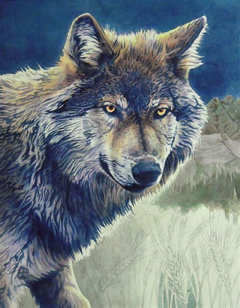 Alan Hawley Illustration Wolf Acrylic Painting