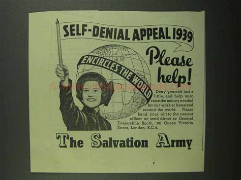 1939 The Salvation Army Ad Self Denial Appeal