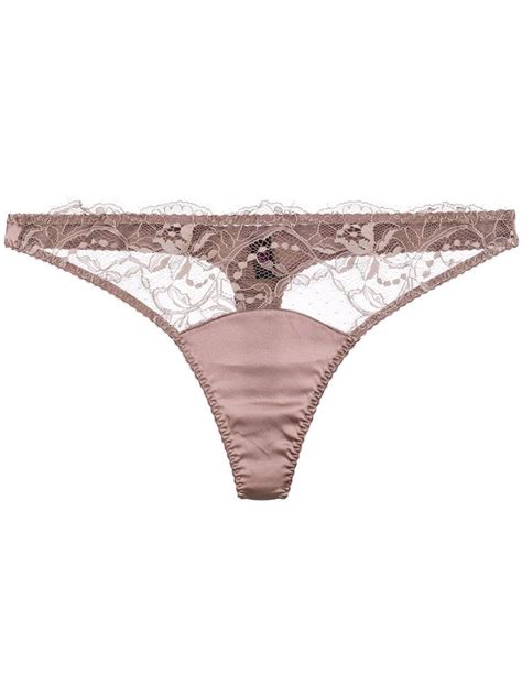 Fleur Of England Signature Lace Thong Pink Bikini Panties Thongs