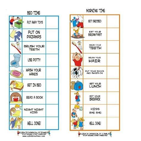 Morning And Evening To Do List For Preschoolers With Pictures Charts