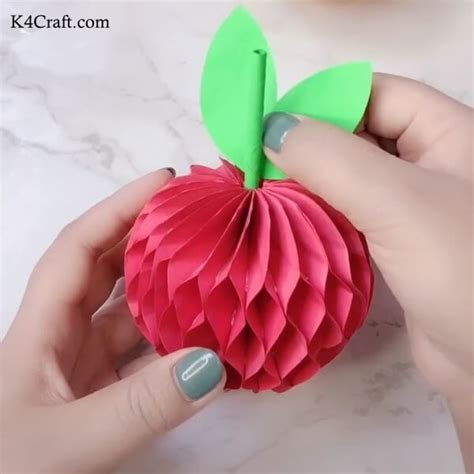 3d Paper Apple Craft For Kids Step By Step Tutorial K4 Craft