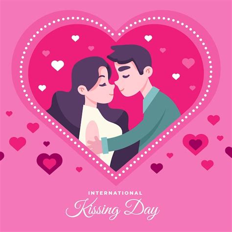 Ilustración Del Día Internacional Del Beso Con Pareja Besándose
