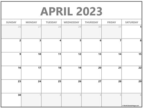 Free Printable Blank Calendar April 2023 2024