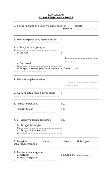 Surat ini dapat dikeluarkan baik oleh instansi pemerintahan maupun swasta. (DOC) Contoh Format Surat Perintah Perjalanan Dinas ...