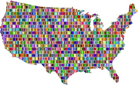 Chromatic Mosaic United States Map Openclipart