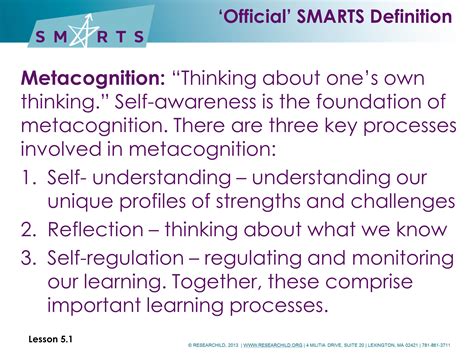 Metacognition SMARTS Definition - SMARTS