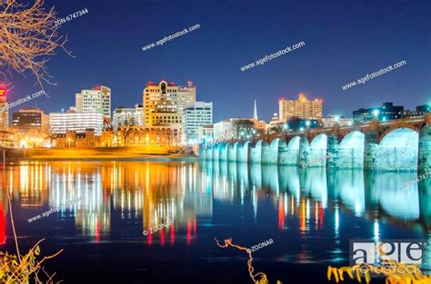 Harrisburg Pennsylvania Skyline At Night Stock Photo Picture And