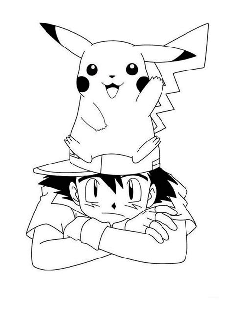 Pikachu And Ash As Teammate Coloring Page Pikachu Coloring Page