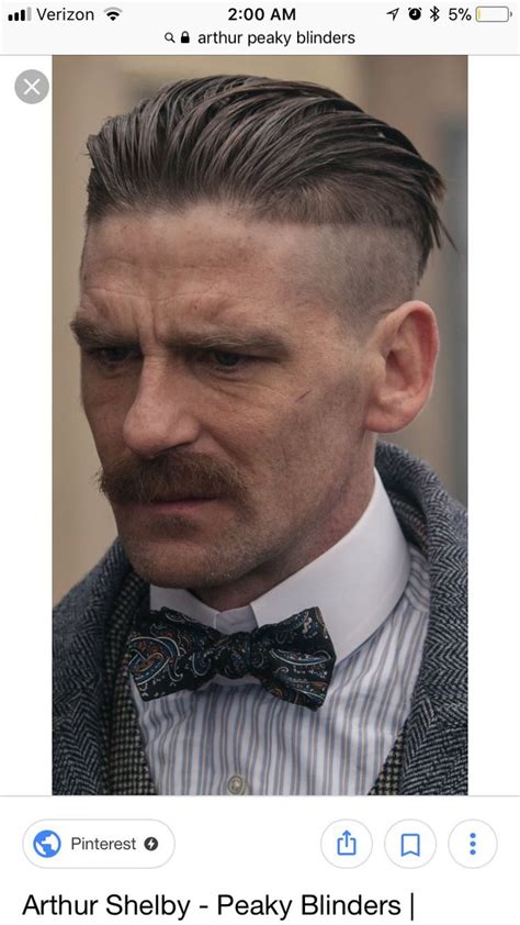 However arthurs hair is shaved significantly shorter on the sides and back making it a more contrasting and striking style. art: Peaky Blinders Arthur Shelby Hair