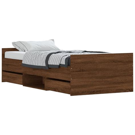 Braga Wooden Single Bed With Drawers In Brown Oak Furniture In Fashion