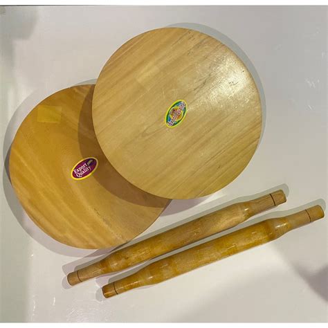 Wooden Chapati Board And Rolling Pin Set Shopee Malaysia