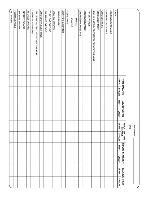 Printable Debit Credit Sheet