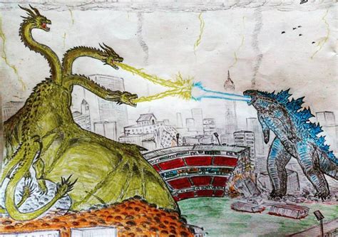 Godzilla Vs King Ghidorah Drawings
