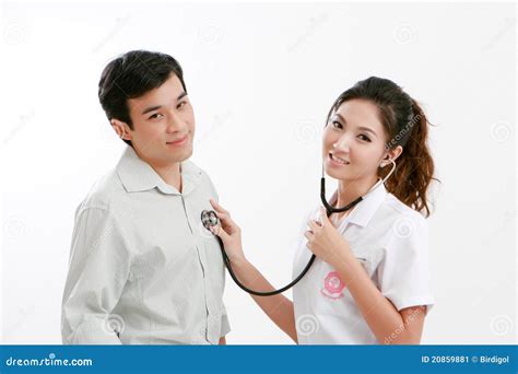 Portrait Of Young Couple Physician And Engineer Stock Image Image Of