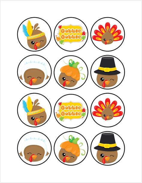 edible thanksgiving turkey themed cupcake cookie toppers etsy