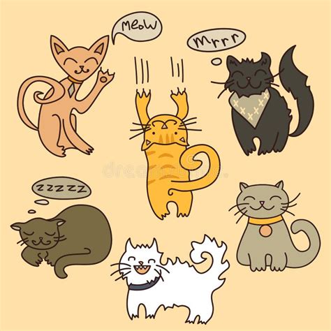 Vector Set Of Cartoon Cats Stock Vector Illustration Of Funny 16073076