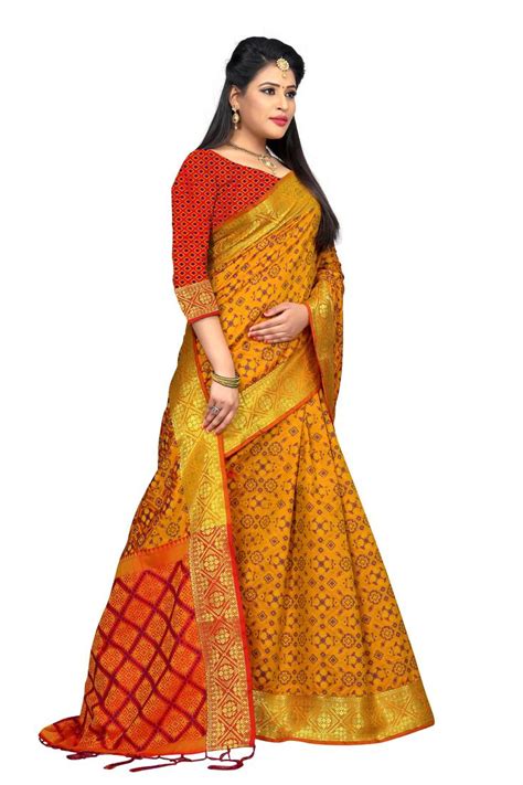 Yellow Woven Patola Saree With Blouse Fabrica Fab 2841047