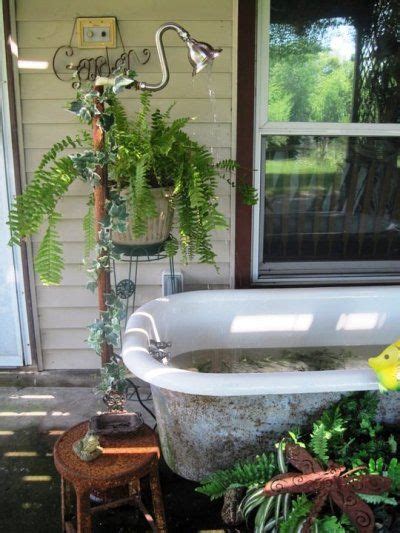 Adding a rustic fountain to the outdoors makes it welcoming and relaxing. Bathing beauties, repurposing bathtubs in the garden ...