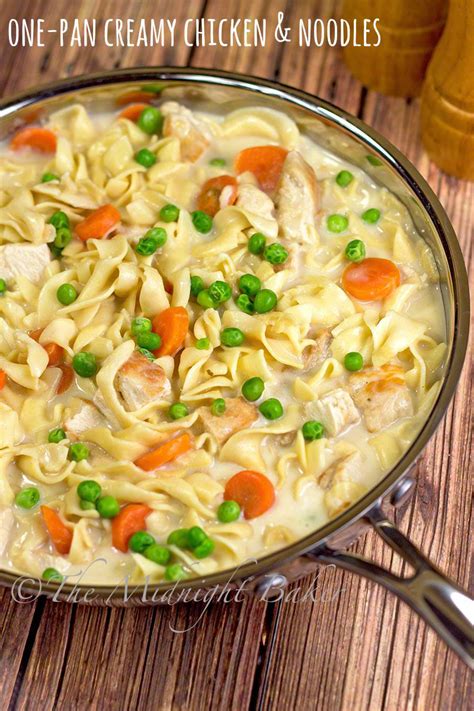 I serve it plain over noodles, rice or toast. Creamy Chicken with Noodles - The Midnight Baker