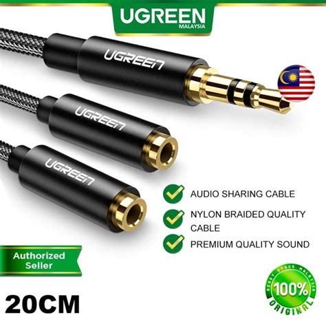 Ugreen Headphone Splitter Cable 35mm Y Audio Jack Splitter Extension