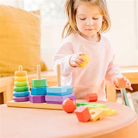 Melissa And Doug Geometric Stacker Wooden Educational Toy Baby Toddler