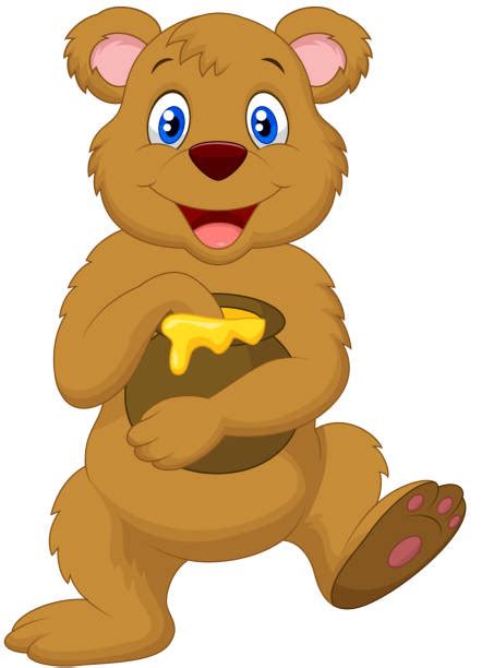 Top Bear Eating Honey Clip Art Vector Graphics And Illustrations Istock