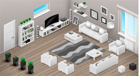 Isometric View Of Living Room Interior 1218750 Vector Art At Vecteezy