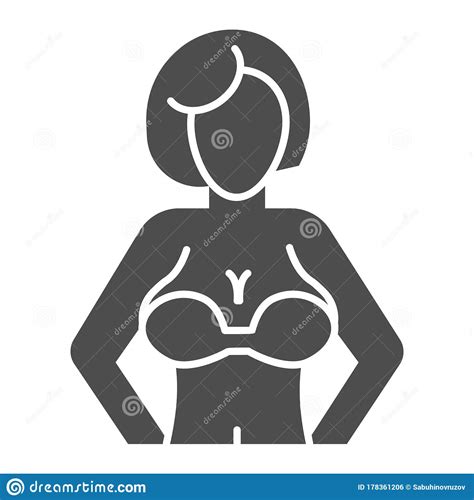 Woman With Big Breasts Solid Icon Female Figure Glyph Style Pictogram
