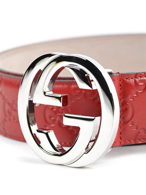 Mens Red Leather Gucci Belt Iucn Water
