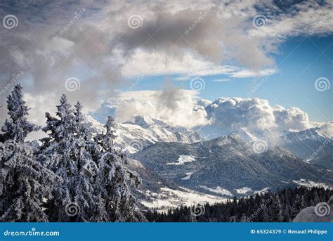 Winter Mountain Landscape In The French Alps Stock Image Image Of