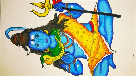 Lord Shiva Drawing With Colour Easy Mahashivratri Drawing In Oil Pastels Lord Shiva Drawing