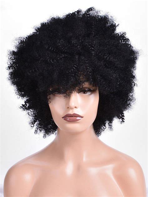 36 Off Short Side Fringe Shaggy Afro Curly Synthetic Wig Rosegal