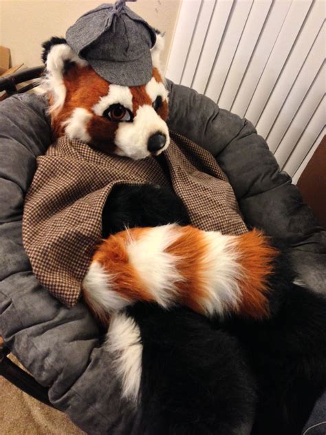 Cosplay Sherlock Holmes Red Panda Fursuit Captain Basil Cat Fursuit Anthro Furry Fursuit Furry