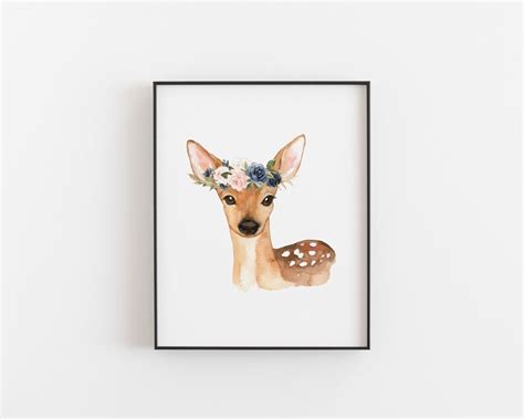 Printable Deer Poster Nursery Print Woodland Animal Poster Etsy