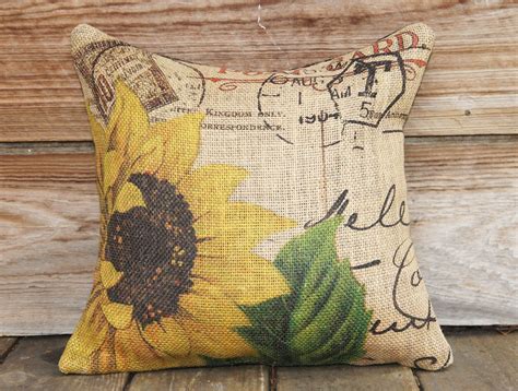 Sunflower Pillow Cover Burlap Pillow Cushion Throw Pillow Flower