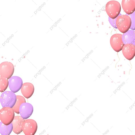 Floating Balloons In The Corner Frame Border For Birthday Colorful