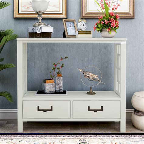 Zachar charcoal console table with 2 drawers and shelf. Console Table with Drawers, Wooden Rustic Buffet Sideboard ...