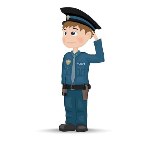 Icono De Personaje De Policía De Dibujos Animados Vector Premium