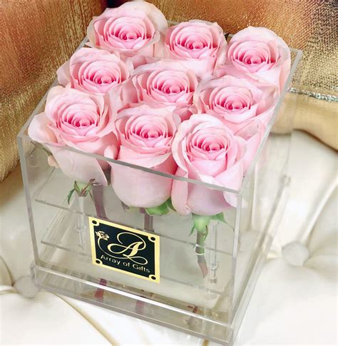 Light Pink Clear Roses Flower Box Houston
