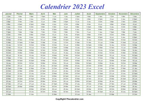 Calendrier 2023 Excel Modifiable The Calendrier