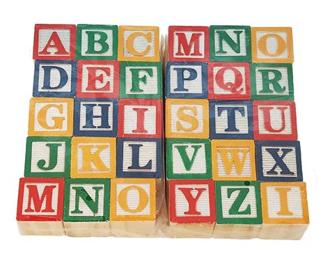 30 Wood Alphabet Blocks Stacking Abc Letter Colors Wooden Blocks For