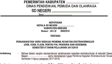 Contoh Sk Ekstrakurikuler Smp 2018 - fasrfight