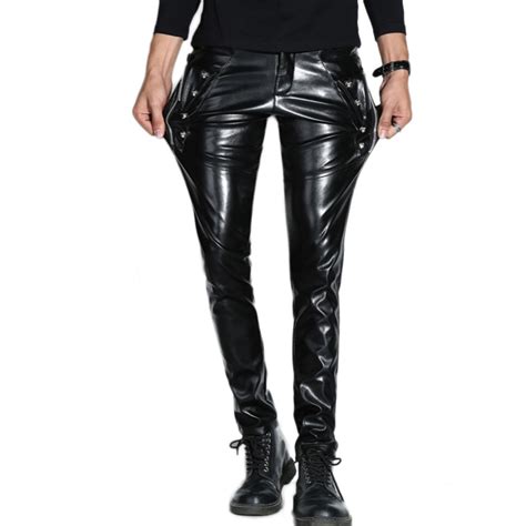 Fashion Mens Cool Faux Leather Harem Pants Punk Gothic Black Leather